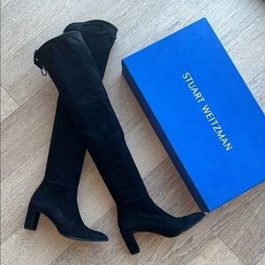Stuart Weitzman Black Suede Landmark Boots